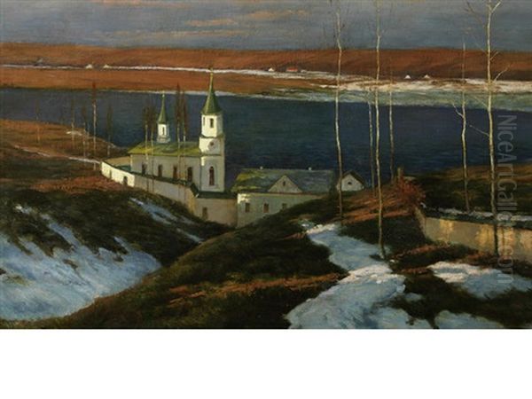 Landscape With Church Oil Painting by Vilhelms Purvitis