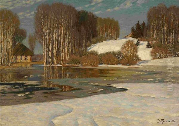 Lake In Early Spring Oil Painting by Vilhelms Purvitis