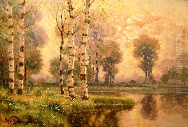 Foggy Morning Oil Painting by Vilhelms Purvitis