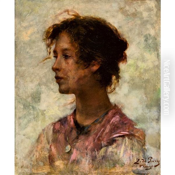 Portrait D'une Jeune Fille Oil Painting by Edmond Jean de Pury