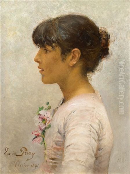 Portrait D'une Jeune Italienne Oil Painting by Edmond Jean de Pury