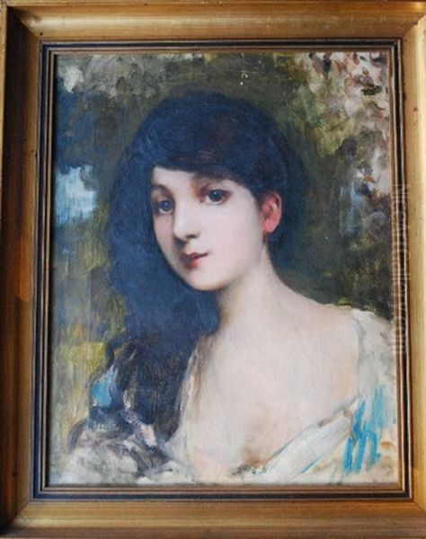 Portrait De Jeune Fille Oil Painting by Edmond Jean de Pury