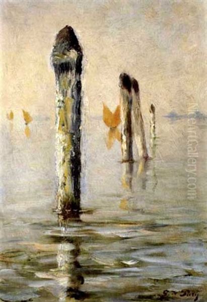 Die Lagune Bei Venedig Oil Painting by Edmond Jean de Pury