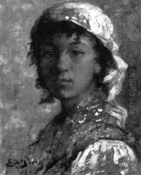 Portrait De Bohemienne Oil Painting by Edmond Jean de Pury