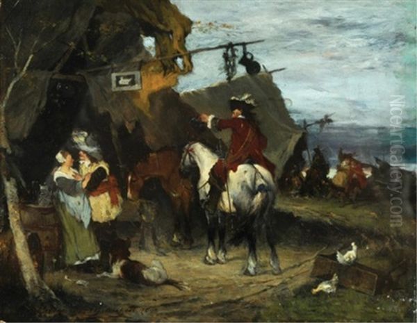 Cavaliers Merrymaking Oil Painting by Friedrich von Puteani