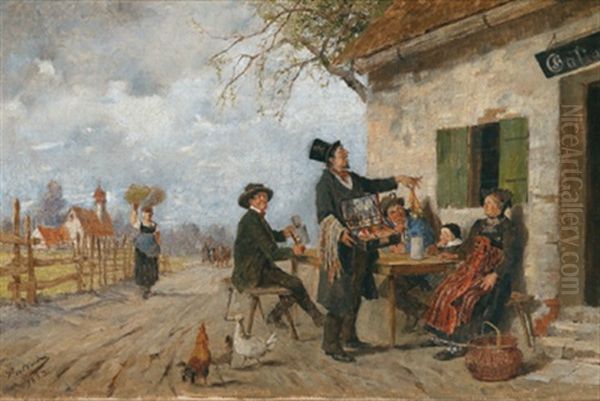 Der Kleiderhandler Im Dorf Oil Painting by Friedrich von Puteani