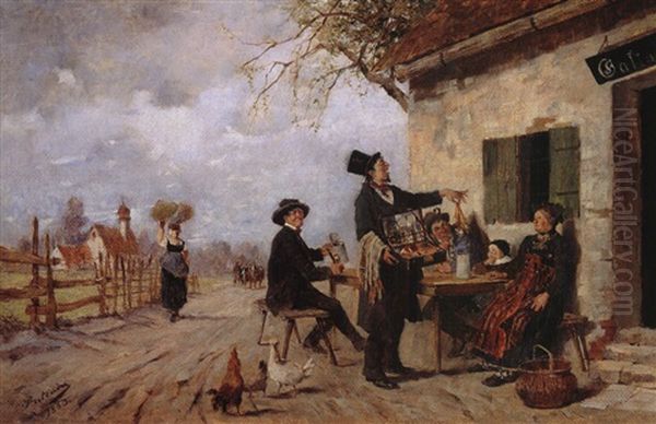 Der Strassenverkaufer Vor Der Wirtschaft Oil Painting by Friedrich von Puteani