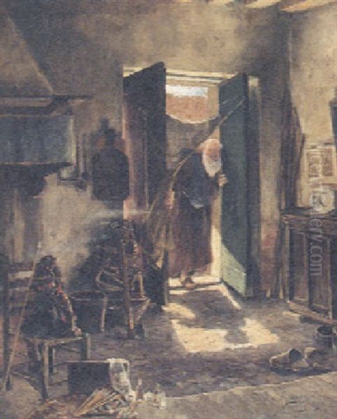 The Monk's Studio Oil Painting by Friedrich von Puteani