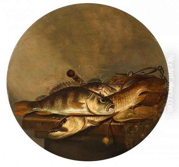 Still Life With Perch And Pike Oil Painting by Pieter de Putter