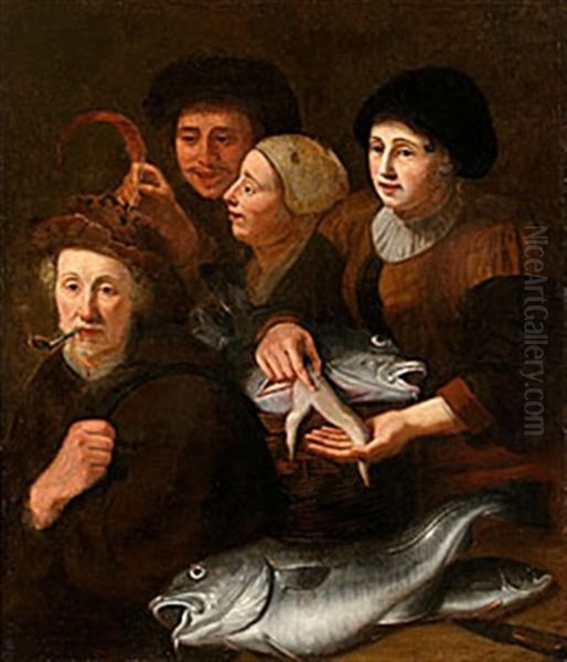 Fiskar Och Figurer Oil Painting by Pieter de Putter