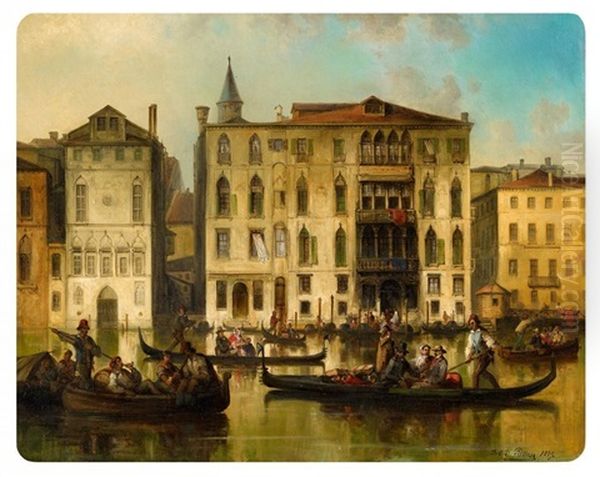 Canale Grande Oil Painting by Josef Karl Berthold Puettner