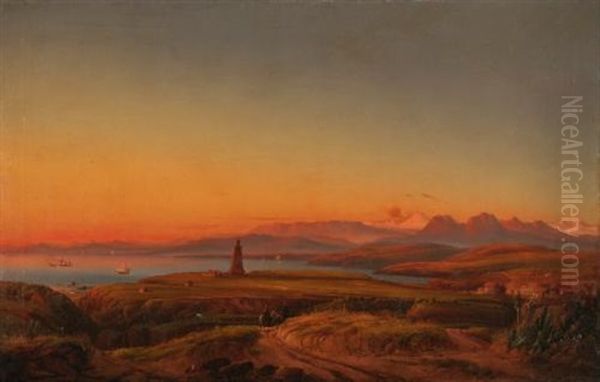 Bay Near Valparaiso, Chile Oil Painting by Josef Karl Berthold Puettner