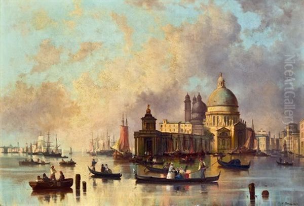 Santa Maria Della Salute In Venedig Oil Painting by Josef Karl Berthold Puettner