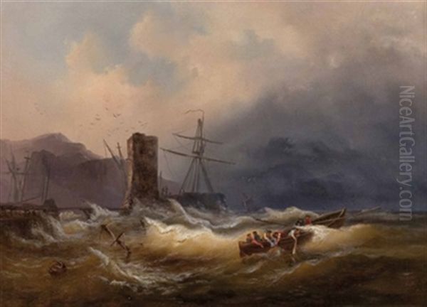 Sturm Am Cap Horn - Rettung Schiffbruchiger by Josef Karl Berthold Puettner