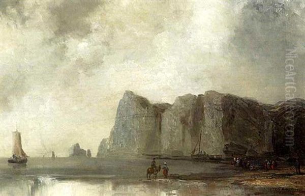 Kustenlandschaft Mit Fischern by Josef Karl Berthold Puettner