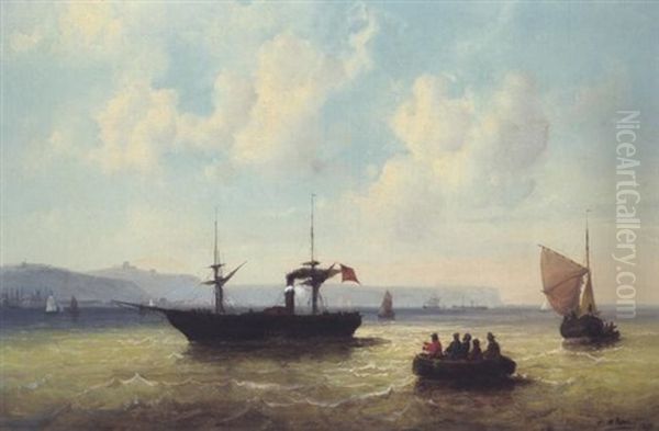 Dover, Englische Kuste Oil Painting by Josef Karl Berthold Puettner