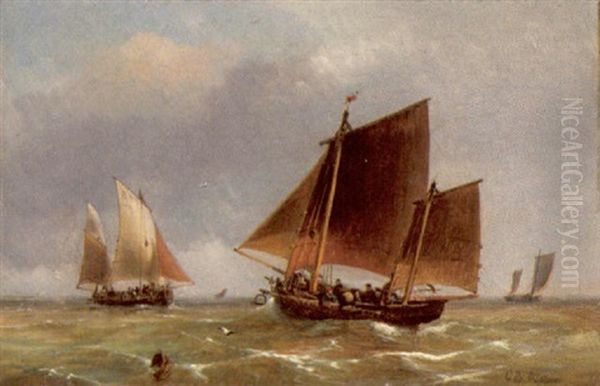 Marinestuck Oil Painting by Josef Karl Berthold Puettner