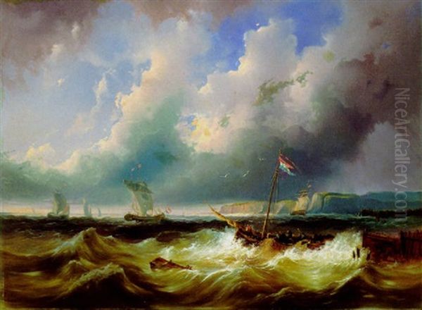 Sturm Vor Der Kuste Oil Painting by Josef Karl Berthold Puettner