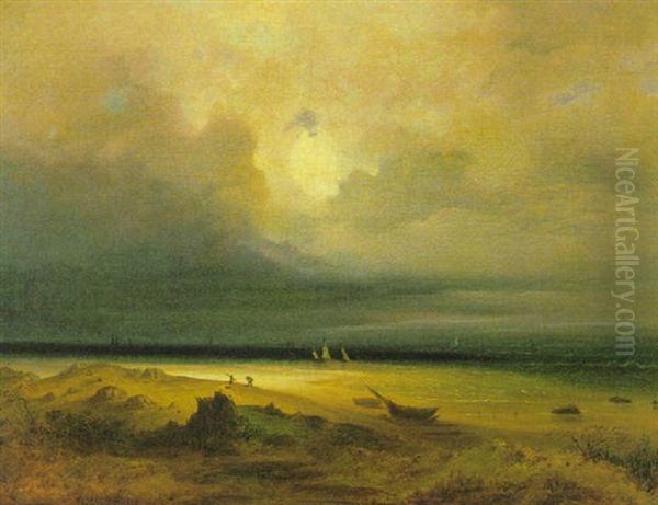 Am Strand Oil Painting by Josef Karl Berthold Puettner