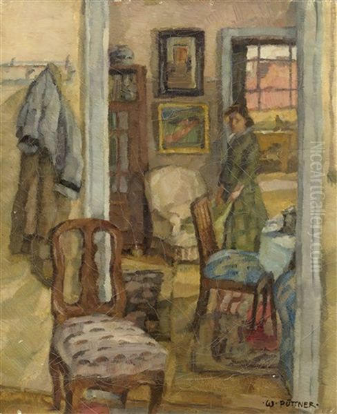 Blick Ins Zimmer Oil Painting by Walther Puttner