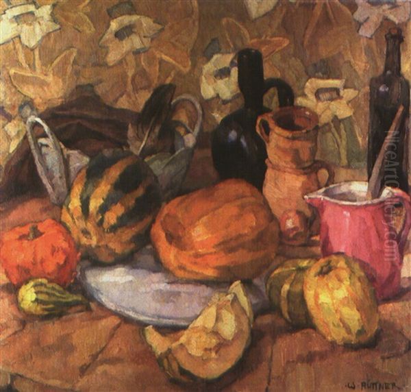 Stilleben Mit Melonen Oil Painting by Walther Puttner