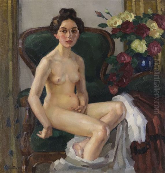 Auf Dem Sofa Ii (gusti) Oil Painting by Leo Putz