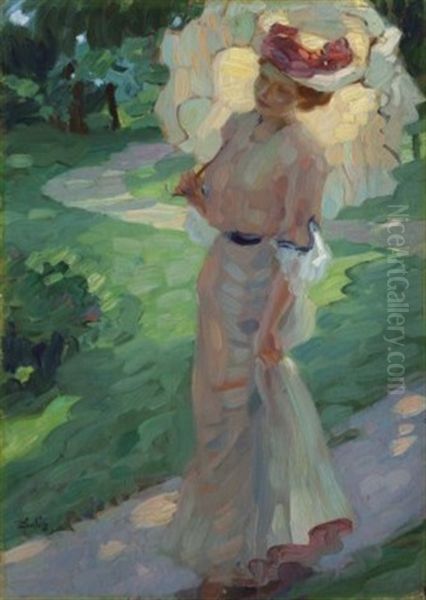 A Summer Day In The Park Oil Painting by Leo Putz