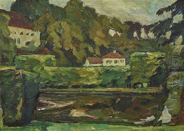 View Of Seefeld Castle Oil Painting by Leo Putz