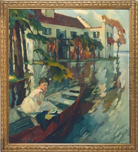 Bootsfahrt An Einem Sommertag Oil Painting by Leo Putz