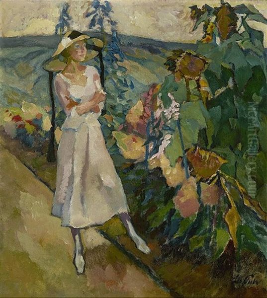 Gautinger Garten (garden) Oil Painting by Leo Putz