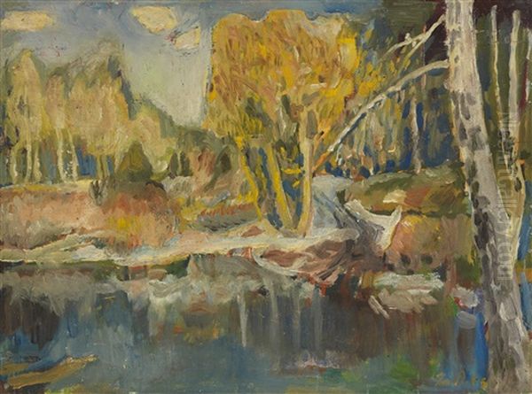 Landschaft Oil Painting by Leo Putz