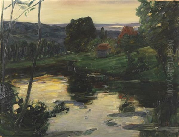 Landschaft An Den Osterseen Oil Painting by Leo Putz