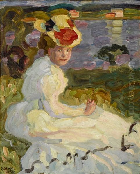 Sommerfrische Oil Painting by Leo Putz