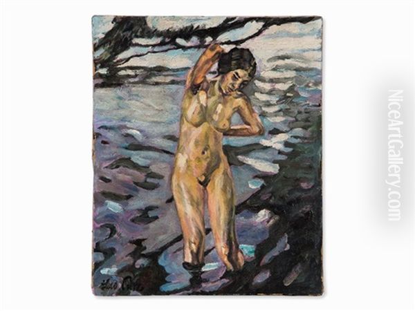 Bathing Oil Painting by Leo Putz