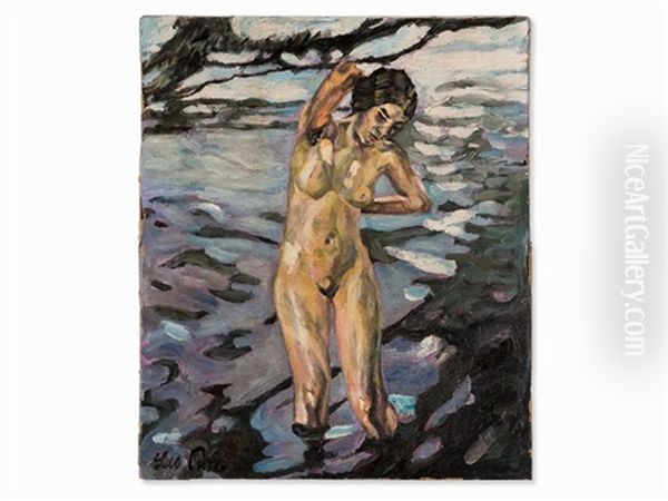 Bathing Oil Painting by Leo Putz