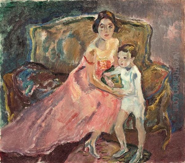 Genevieve Grether Und Sohn Oil Painting by Leo Putz