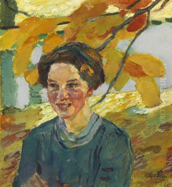 Madchenportrat Oil Painting by Leo Putz