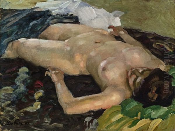 Liegender Akt Oil Painting by Leo Putz