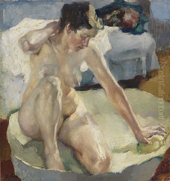 In Der Badewanne Ii Oil Painting by Leo Putz