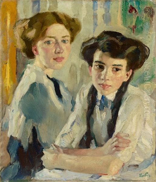 Blond Und Brunett Oil Painting by Leo Putz