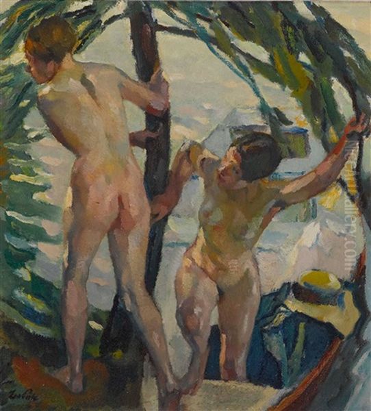 Am Ufer Oil Painting by Leo Putz