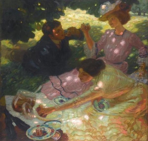 The Picnic Oil Painting by Leo Putz