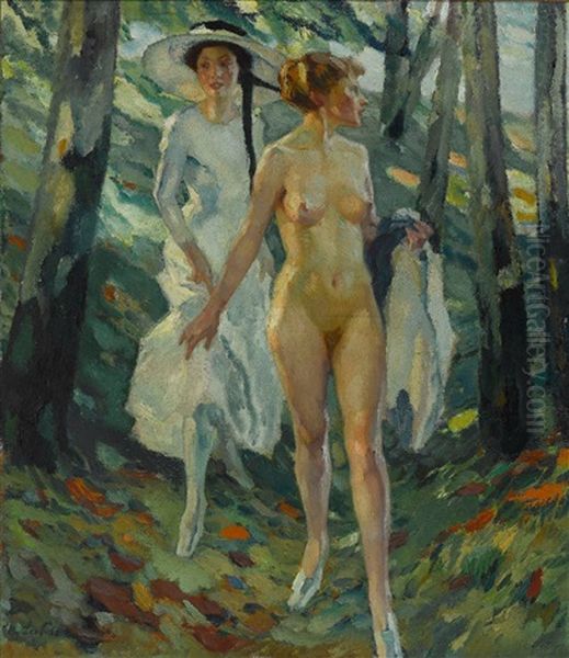 Zum Bade Ii Oil Painting by Leo Putz