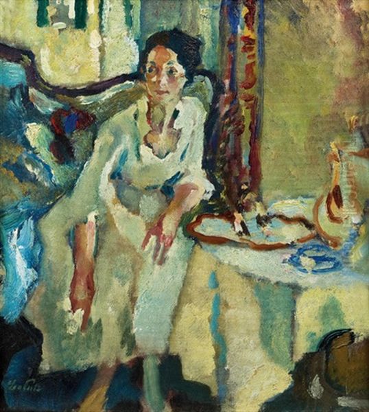 Damenbildnis Oil Painting by Leo Putz