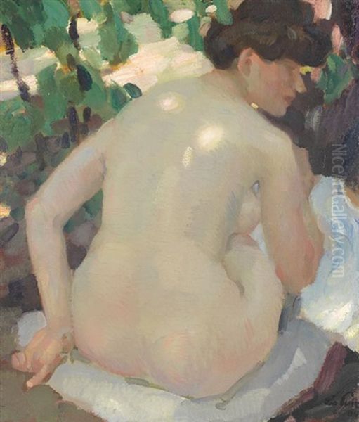 Ruckenakt Oil Painting by Leo Putz