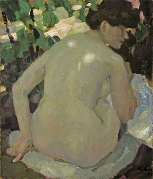 Ruckenakt Oil Painting by Leo Putz