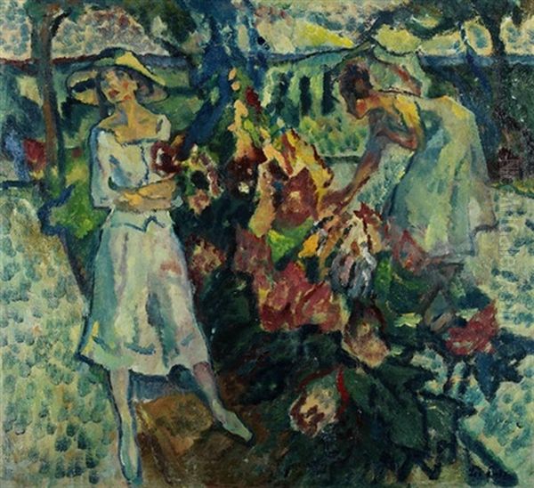 Im Gautinger Garten Oil Painting by Leo Putz