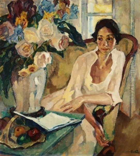 Damenbildnis Oil Painting by Leo Putz