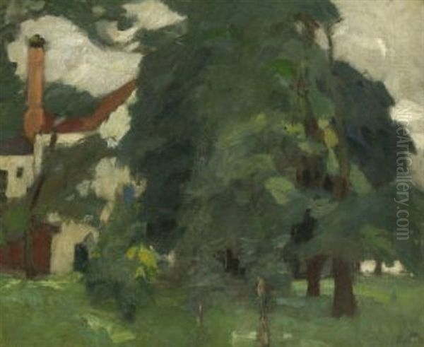 Schlos Hartmannsberg Oil Painting by Leo Putz