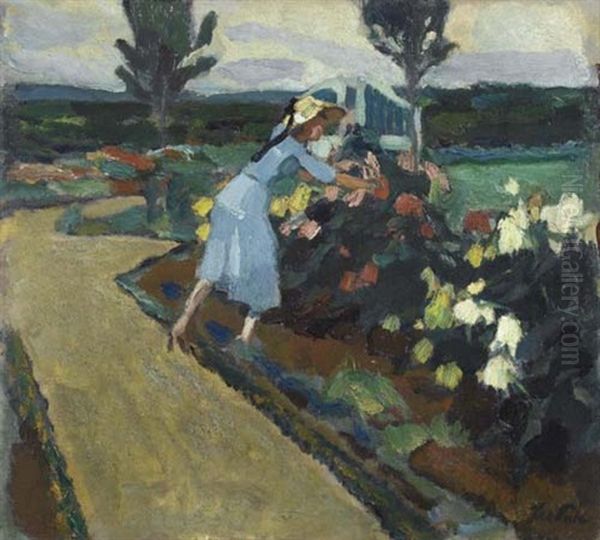 Im Garten Ii Oil Painting by Leo Putz